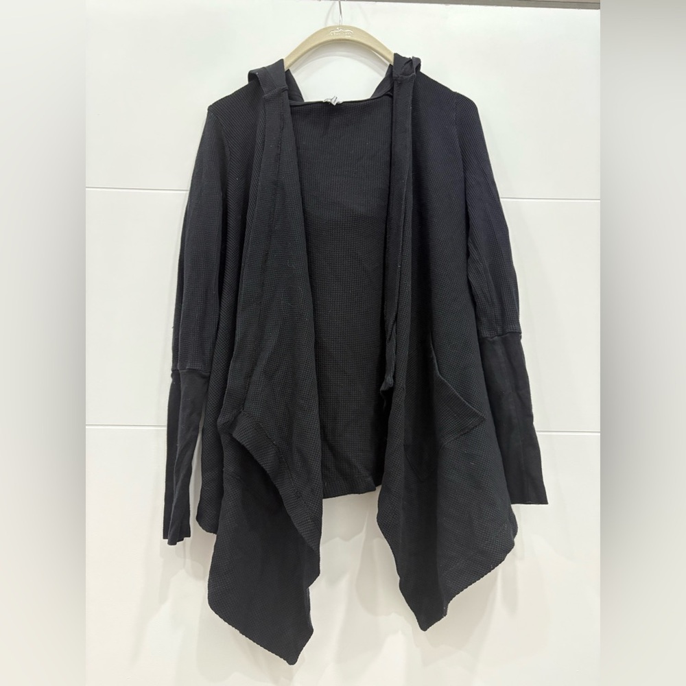 Splendid Black Thermal Hood Cardigan